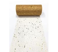 15cm x 22,8m paillettes tulle tessuto rotolo esagono paillettes tessuto rete bobina tutù gonna Bady doccia festa di nozze decorazione di compleanno (Oro)