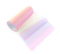 15cmx9m Rotolo Tulle Rosa Azzurro Glitterato Color Arcobaleno Piccole Paillettes Nastro Gonna Tavolo Bobina, Glitterate Luccicante Rotolo di Tulle per Bomboniere, Feste Decorazione, Tutù, Fai da Te