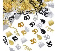 15g/Busta Coriandoli neri e dorati a forma di numeri, decorazioni per feste di compleanno felici 18/30/40/50/60 anni, anniversari, decorazioni per tavolo e tavolo 15gPolicloruri di vinile