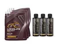 15L MANNOL olio motore Longlife 504/507 5W-30 Incl. 3x Additive Ceramo Ester