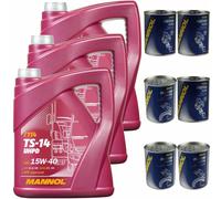 15L MANNOL TS-14 Uhpd 15W-40 olio motore Api CJ-4 / Sn Acea E7/E9 Jaso