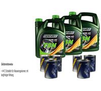 15L Olio Motore FANFARO TSN 10W-40 3x MANNOL Leak-Stop ADDITIV+Flush Motore