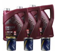 15L Olio Motore MANNOL Energy Combi LL 5W-30 3x Flush Motore ADDITIV