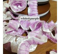 15M 2-Layer Raso Organza Increspatura Pizzo Orlo Plissettato Nastro per Cucito