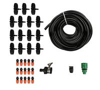 15m / 49.2ft Drip Irrigation Kit | 8/11 Hose with 15 Atomizing Nozzles | Automatic Watering System for Gardens/Potted Plants/Greenhouses | Quick - Connect Spraying