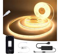 15M Striscia LED COB intelligente da, 2700 K, luce bianca calda, 384 LED/M DC12 V, CRI90 + luminosa 5670 lm, set funziona con Google Home Assistant/Alexa, striscia LED con dimmer WiFi e alimentatore