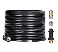 15M Tubo di Sonda Sturatubi per Idropulitrici Kärcher K2 K3 K4 K5 K6 K7, 180bar Kit Pulizia Tubi di Scarichi con 2 Ugelli G1/8 per Getto di Fogna, Accessorio per idropulitrici