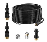15M Tubo di Sonda Sturatubi per Idropulitrici Kärcher K2 K3 K4 K5 K6 K7 HD HDS, 180bar Kit Pulizia Tubi di Scarichi con 2 Ugelli per Getto di Fogna per Lavor Parkside Bosch Accessorio