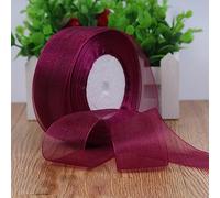 15mm 20mm 25mm 40mm 50mm Nastro di Organza Bianco 45 Metri/Rotolo Forniture per Artigianato Fai da Te Decorazione di Nozze Confezione Regalo di San Valentino-BK01 Rosso Porpora,25mm