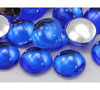 15mm Blue Sapphire H104 Round Flat Back Acrylic Cabochons Plastic Gems for Crafts Costume Embelishments Card Making Jewels Jewelry Making Supplies Cosplay Jewels - 30 Pieces