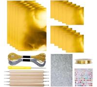 15PCS 0.08mm Embossing Foil Sheets, Aluminum Metal Crafts Foils Roll DIY Embossing Art Kit, Tin Embossings Kit for Painting,Engraving,Art Crafts