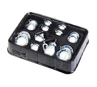 15Pcs 1/12 Dollhouse Miniature Tea Set Fiore Modello Porcellana Tazza di Tè per la Casa Delle Bambole Mobili Decorazione