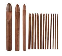 15Pcs Crochet Hooks Carbonized Large Ergonomic Extra Thick Bamboo Crochet Hook Set for Beginners Crocheters Household Knitting