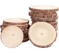 15PCS Dischi Legno Grezzo 12-14cm, BetterJonny Legno da Decorare Diametro Fette di Legno con Non Rifinite con Corteccia per Natale Segnaposto Pirografo Intagliare