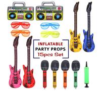 15pcs Gonfiabile Musicale Festa Props Set Chitarra Microfono Radio Occhiali Toy