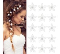 15PCS Mini Graziosi Fermagli per Capelli Bianchi con Strass, Mollette con Fiori Piccoli Accessori per Capelli Floreali Fermaglio Decorative Donna Eleganti per Ragazze Compleanno, Matrimonio