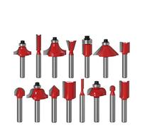 15pcs Router Bit Set Taglio Dritto 1/4 Shank Falegname Fresa for Guarnizioni Macchina Cuscinetto In Legno Cove Box Bit Strumento fai da te(No Box)