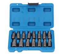 15Pcs Screw Extractor Set Hex Head Easy Out Bolt Remover Tool Kit, Cr Mo Steel Damaged Screw Extractor with Left - Hand Thread, Etched Scale Markings, Plastic Storage Case for