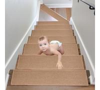 15Pcs Tappeti per Scale,Tappetini Antiscivolo Sicurezza Runner Interno Riutilizzabile, Tappeti in Gomma per gradini,Tappetino Protezione per Interni per Bambini, Anziani e Animali Domestici (15pcs-05)
