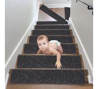 15Pcs Tappeti per Scale,Tappetini Antiscivolo Sicurezza Runner Interno Riutilizzabile, Tappeti in Gomma per gradini, Tappetino Protezione per Interni per Bambini, Anziani e Animali Domestici 76x20cm