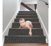 15Pcs Tappeti per Scale,Tappetini Antiscivolo Sicurezza Runner Interno Riutilizzabile, Tappeti in Gomma per gradini, Tappetino Protezione per Interni per Bambini, Anziani e Animali Domestici 76x20cm