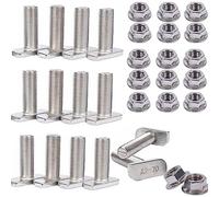 15Pcs Viti a Testa Martello M8 x 20 con Dadi a Flangia, in Acciaio Inox A2-70, M8X20 Bullone a T, per Viti di Ancoraggio, Serra,Fotovoltaico, Guida di Montaggio Solare (M8)