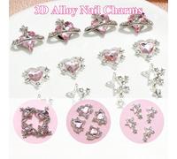 15pezzi Nail Art Charms Crystal Heart Nail Charms Pink Shiny Planet Charms 3D Alloy Star Nail Charm Shiny Flatback strass Nail Gems strasss For Nail Art And DIY Crafts Jewelry Decoration Nail Supplies