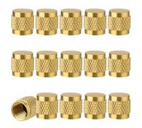 15pz Tappi Svasati in Ottone da 1/4", Tappi per Valvole HAVC con Guarnizione O-Ring Coperture Valvole di Arresto della Compressione per Linee di Refrigerante Tubi dell'Aria Condizionata