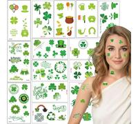 15Sheets 92Pcs St Patricks Day Tattoos for Kids Waterproof Shamrock Clover Leprechaun Temporary Face Body Stickers Gifts Saint Patricks Day Decorations Irish Parade Party Supplies Favors Make Up