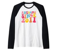 15th Birthday Awesome Since 2011 Retro 15 Years Old Vintage Maglia con Maniche Raglan
