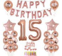 15th Birthday Decoration Girl Rosegold 15th Birthday Party Deco Set, Birthday Deco Girl 15 anni, 15 compleanno ragazza deco 15 compleanno ragazza Giant Foil Balloons numero 15 palloncini