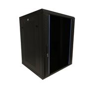 15U wandkast met glazen deur - geperforeerde zijpanelen 600x600x770mm (DS6615ZP)