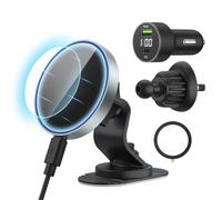 15W Caricatore Ricarica Wireless Auto Magsafe, Porta Cellulare Magnetico Caricabatterie Supporto per iphone 15/14/13/12, Air Vent/Dashboard Magnetic Auto Caricatore Kit con Accendisigari Auto