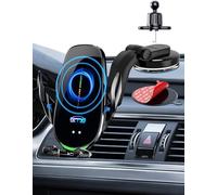 15W Caricatore Wireless Auto, MGLK Qi Caricabatterie Auto-Bloccaggio Supporto Telefono Car Accessories Ricarica Porta Cellulare Ventose per iPhone 12/13/14 Pro Max Mini Plus