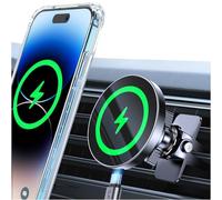 15W Caricatore Wireless Auto per MagSafe,3 in 1 Caricatore Supporto Magnetico Telefono Auto con Gancio Metallo【Regolabile 360°】Ricarica Rapida Wireless Auto per iPhone 16 15 14 13 12 Pro Max Plus