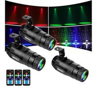 15W LED Pinspot Luce 3 Pezzi, Czgor Pin Spot RGBW 4 in 1 Occhio di Bue faro Proiettore a Palla Specchiata con Telecomando, LED Pin Spotlight Super Luminoso per Feste, Discoteca, Bar, Matrimoni