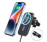15W Supporto magnetico senza fili per cellulare da auto con adattatore,compatibile con MagSafe Air Vent,caricatore rapido,caricatore wireless girevole a 360°,adatto per iPhone 15/14/13/12 Pro Max Mini