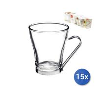 15x Bicchieri In Vetro Oslo Cappuccio Cl22 Con Manico