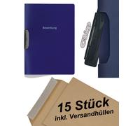 15X Durable DURASWING JOB - Cartella Di Candidatura - Blu Scuro Con Clip + Buste