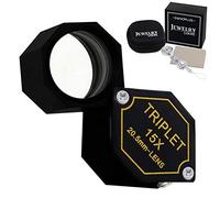 15x Ingrandire Gioielli Loupe 20,5mm Tripletta Lente Ottico Bicchiere Gemma Ingrandimento Strumento Gioielliere, Francobollo Filatelica, Moneta Numismatico, Acromatico Nero Esagonale Design