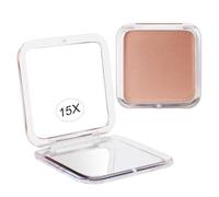 15X ingranditore Specchio per trucco compatto da viaggio, piccolo specchio tascabile portatile, pieghevole e portatile. Specchio per borse su 2 lati con 15X e 1X - Quadrato 8,4 x 8,4 cm (Oro Rosa)