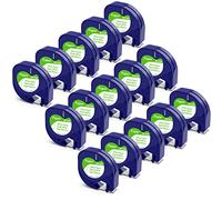 15x Nastro per Etichette MarkField Compatibile con Dymo LetraTag Carta 12mm x 4m Nastri Nero su Bianco, Paper White Ricarica Cartucce per LT-110T LT-100H QX 50 XR XM 2000