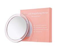 15X Specchio ingranditore (15cm Rotondo) - con 3 Ventose Utilizzare per un'applicazione di Trucco precisa - Sopracciglia/Tweezing - Rimozione di Punti Neri - Specchio per Il Trucco da Bagno/Viaggio