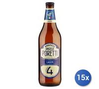 15x Stock Poretti Birra Bottiglia 4 Luppoli 66Cl Vetro