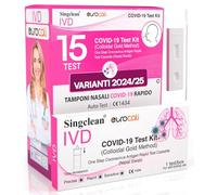 15x Tamponi COVID 19 - Test Nuove Varianti 2025 - Tamponi Rapidi Nasali Certificati per Uso Domestico, Risultato Rapido - Singclean IVD
