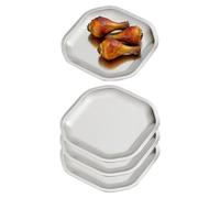 15x15 cm quadrati Piattini da antipasto, in acciaio inox Piccoli piatti,Set di 4, argento,Dessert Piatti per Sushi, Frutta forno/Lavabile in lavastoviglie