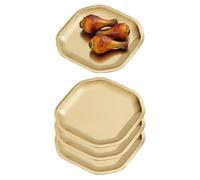 15x15 cm quadrati Piattini da antipasto, in acciaio inox Piccoli piatti,Set di 4,oro,Dessert Piatti per Sushi, Frutta forno/Lavabile in lavastoviglie