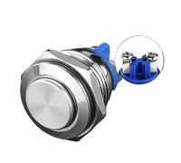 16, 19 e 22 mm, pulsante in metallo, interruttore rotondo di avvio automatico automatico, piede di saldatura a vite corto resistente all'acqua (Blue,22 mm)