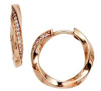 16,5mm Orecchini a Cerchio Con 30 Diamanti Brillanti 585 Oro Rosso Donna