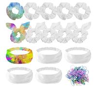 16 accessori per capelli bianchi per tinture per feste, tra cui 5 elastici bianchi, 5 elastici per capelli, 5 fasce elastiche per capelli, 1 confezione di elastici per donne e ragazze, tintura fai da